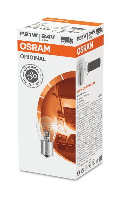 OSRAM ORIGINAL LINE Лампа накаливания P21W [24V 21W] BA15s (Картонная)