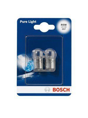 BOSCH Лампа накаливания PURE LIGHT R5W [12V 5W] BA15s (Блистер из 2-х ламп)