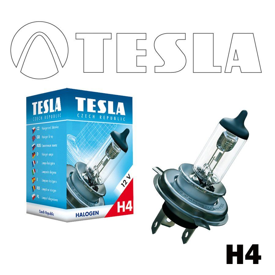Tesla Лампа галогенная для автомобильных фар H4, 12 V, 60/55 W, P 43 t