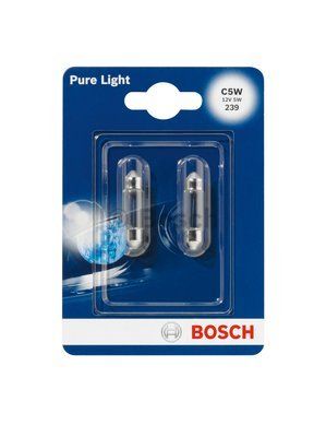 BOSCH Лампа накаливания PURE LIGHT C5W [12V 5W] SV8,5-8 (Блистер из 2-х ламп)