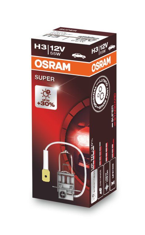 OSRAM SUPER Лампа галогенная H3 [12V 55W] PK22s (Картонная)