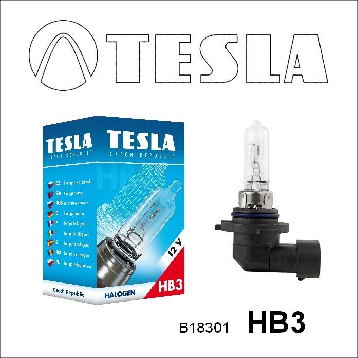 Tesla Лампа галогенная для автомобильных фар HB3, 12V, 60W, P20d