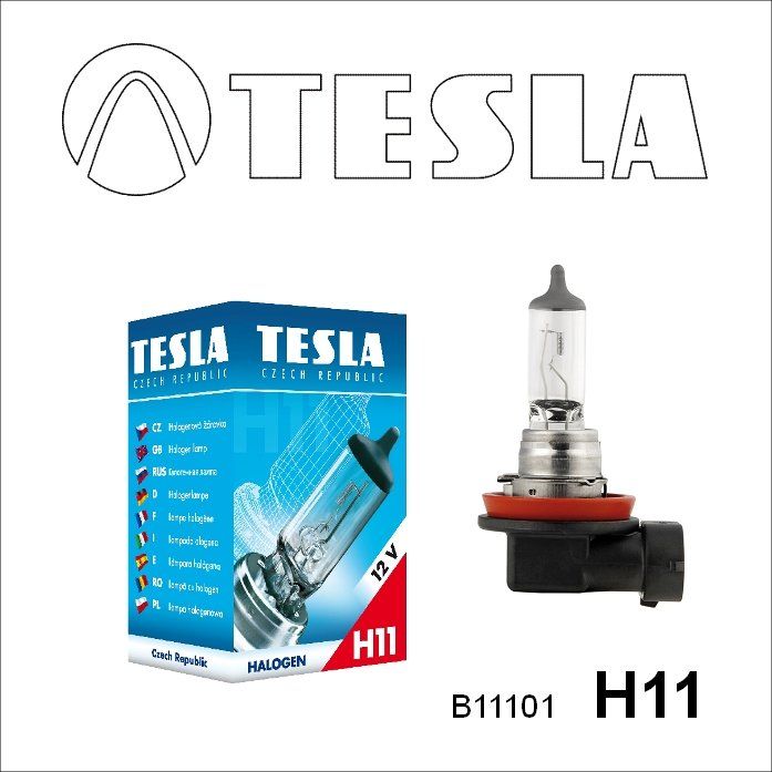 Tesla Лампа галогенная для автомобильных фар H11, 12V, 55W, PGJ19-2
